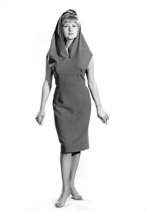 Framed Print : Reveille Fashions: Caron Gardner modeling sleeveless summer dress with matching shawl Framed Print : Reveille Fashions: Caron Gardner modeling sleeveless summer dress with matching shawl