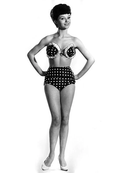 Reveille Fashions: Meriel Weston modelling bikini. May 1961 P006358
