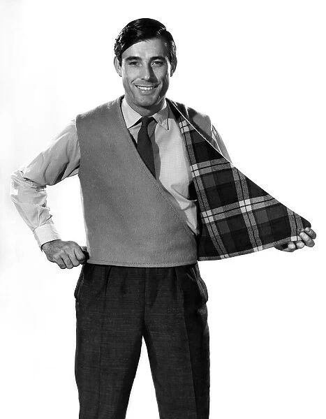 Reveille Fashions: Peter Anthony modelling the reverseable wrap around waistcoat