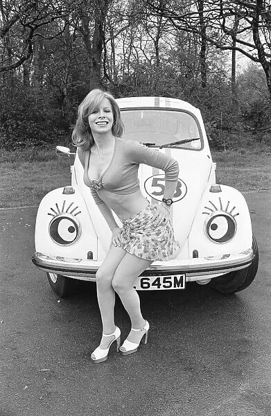 Reveille model Malou Cartwright seen here posing with a Volkswagen Beetle in the guise of