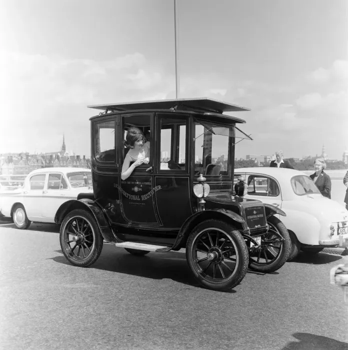Framed Print : A revolutionary car driven by sun power. The veteran car has solar cells on the roof Framed Print : A revolutionary car driven by sun power. The veteran car has solar cells on the roof