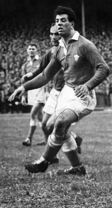 Framed Print : Rex Richards aka Tarzan, Cross Keys Rugby Union Player, match action, November 1958 Framed Print : Rex Richards aka Tarzan, Cross Keys Rugby Union Player, match action, November 1958