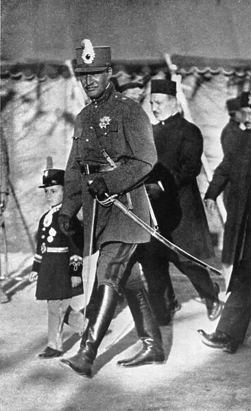 Reza Shah Pahlevi seen here with his son, The Crown Prince on the day of the Shah