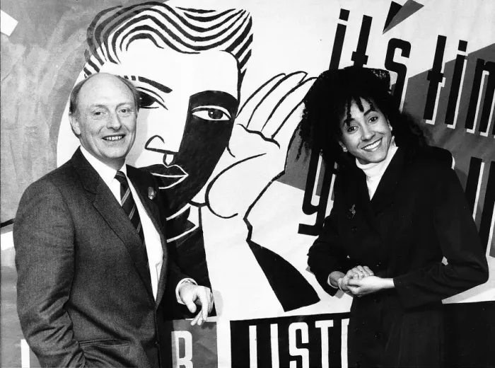 Framed Print : Rhoda Daker former singer with the Specials with Neil Kinnock former leader of the Labour