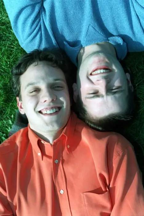 Framed Print : Richard Alford TV Presenter October 97 With his best mate Dean Aldarige laying