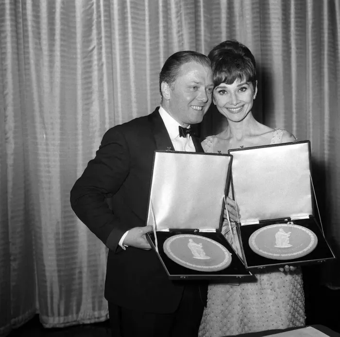 Framed Print : Richard Attenborough March 1965 Actor with Audrey Hepburn Actress at Photocall Framed Print : Richard Attenborough March 1965 Actor with Audrey Hepburn Actress at Photocall