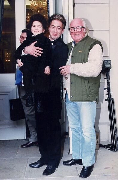 Richard Attenborough with Robert Downey Jnr during filming of Charlie Chaplin - February