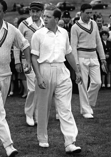 This was Richard Attenborough walking out to field in the charity cricket match