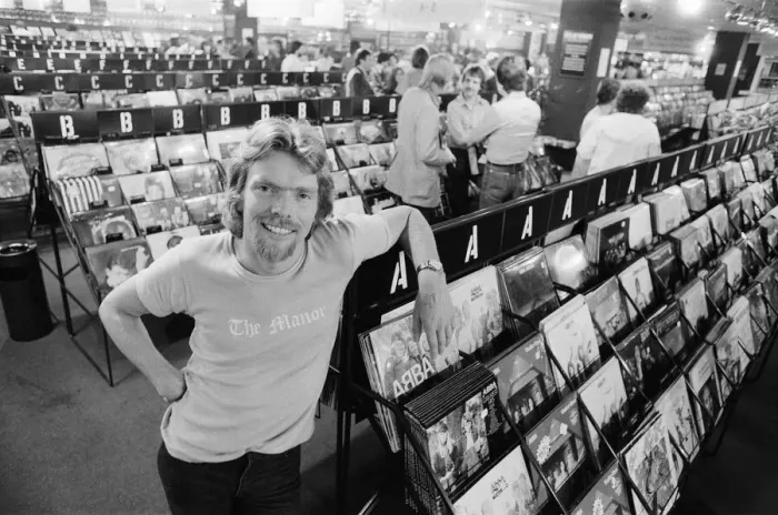 Framed Print : Richard Branson, 28 year old mastermind behind Virgin Music company Framed Print : Richard Branson, 28 year old mastermind behind Virgin Music company