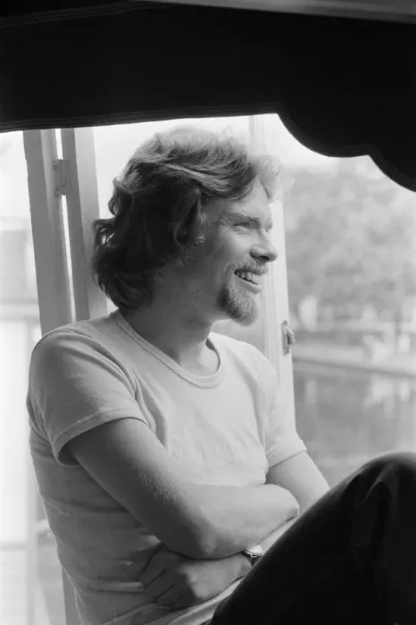 Framed Print : Richard Branson, 28 year old mastermind behind Virgin Music company. Relaxing on his boat