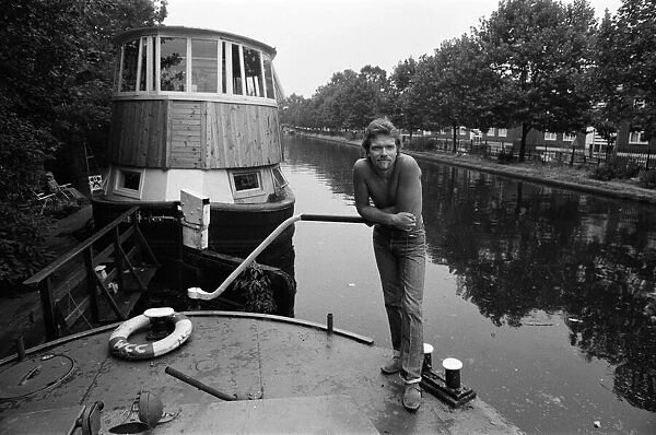 Richard Branson aboard his houseboat  /  office at Maida Vale, London. 31st July 1982