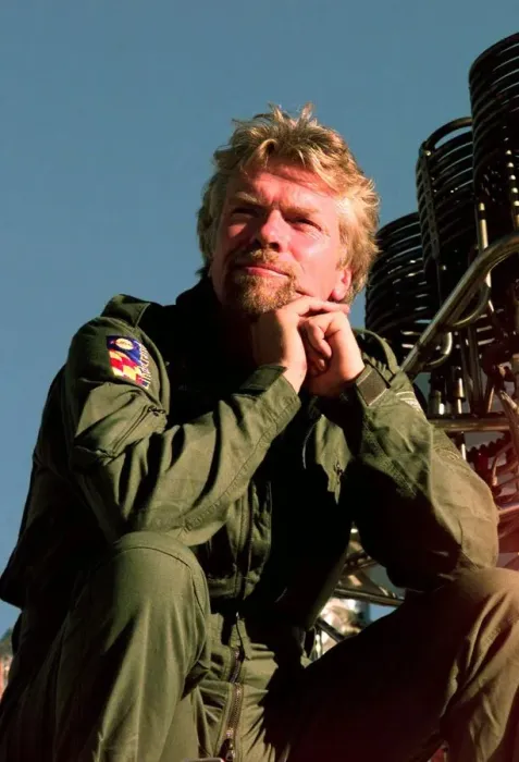Framed Print : Richard Branson on top of his Balloon capsule December 1997 with a small weather test