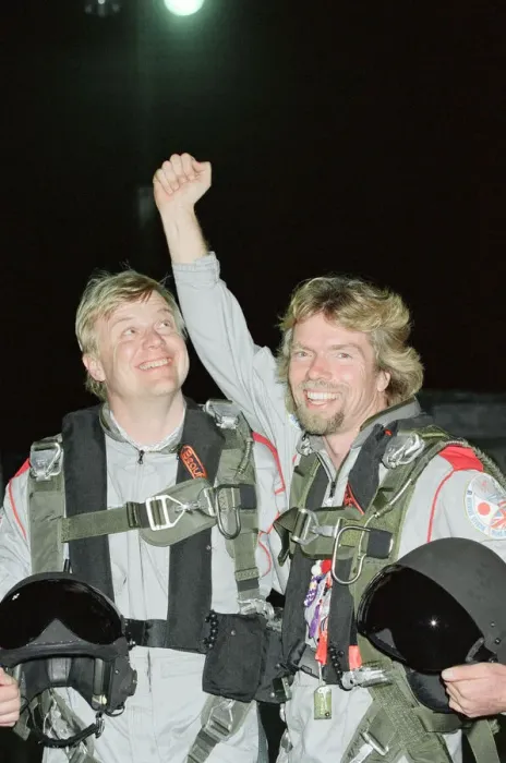 Framed Print : Richard Branson and co-pilot Per Lindstrand pictured in Southern Japan Framed Print : Richard Branson and co-pilot Per Lindstrand pictured in Southern Japan