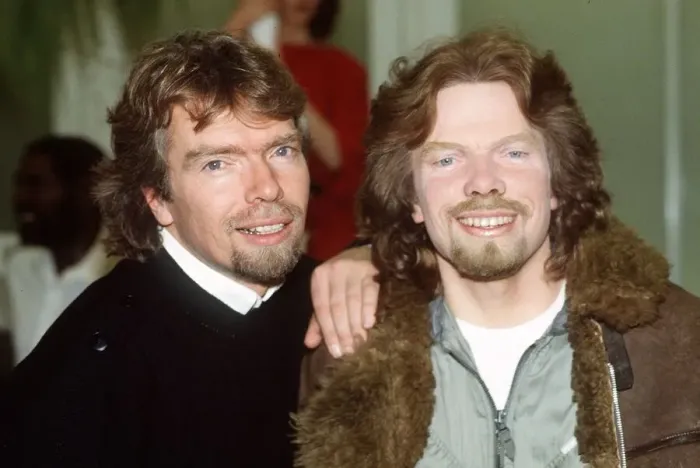 Framed Print : Richard Branson entrepreneur at Madame Tussauds with a waxwork model of himself Framed Print : Richard Branson entrepreneur at Madame Tussauds with a waxwork model of himself