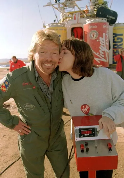 Framed Print : Richard Branson is kissed by one of the ground crew Virgin Global Challenger balloon Framed Print : Richard Branson is kissed by one of the ground crew Virgin Global Challenger balloon