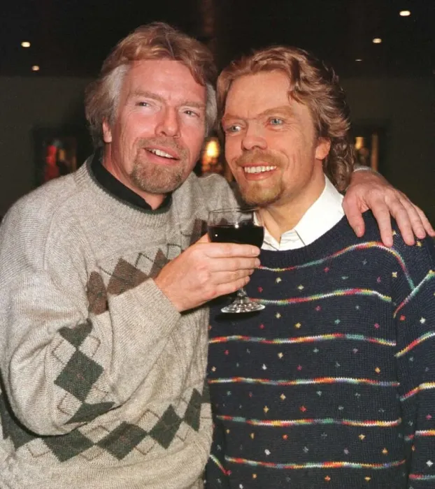 Framed Print : Richard Branson meets Richard Branson March 1998 in the Virgin Club House lounge