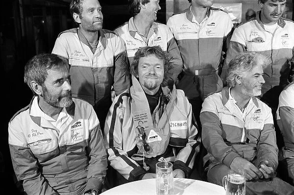 Richard Branson and other members of the crew from The Virgin Atlantic Challenger which