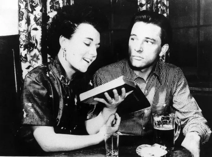 Framed Print : Richard Burton Actor with first wife rehearsing parts in Shakespeare