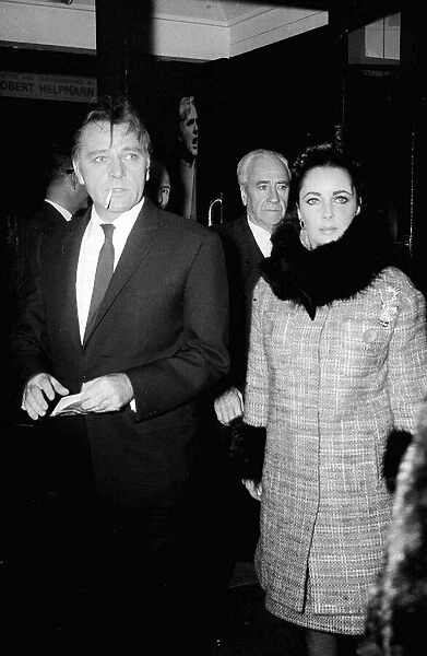 Richard Burton Actor Jan 1965 and wife Elizabeth Taylor at the Adelphi theatre to see