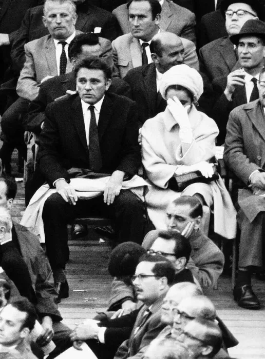 Framed Print : Richard Burton actor and wife Elizabeth Taylor at ringside Wembley Stadium for the Henry