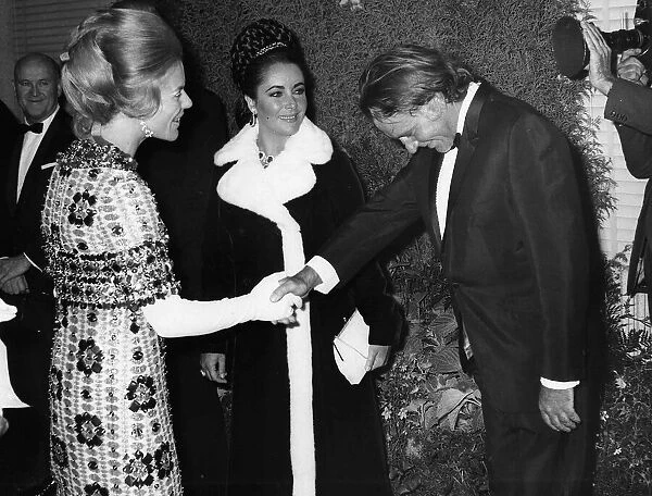 Richard Burton and Elizabeth Taylor meet the Duchess of Kent 1967 Elizabeth