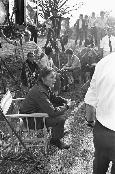 Richard Burton between takes during location filming of 'The Villian'