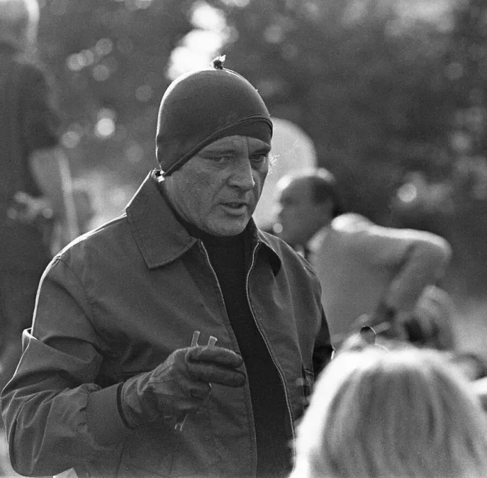 Framed Print : Richard Burton between takes during location filming of The Villain Framed Print : Richard Burton between takes during location filming of The Villain