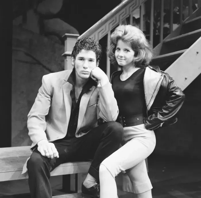 Framed Print : Richard Gere as Danny and Stacey Gregg as Sandi seen here in rehearsal for the musical Framed Print : Richard Gere as Danny and Stacey Gregg as Sandi seen here in rehearsal for the musical