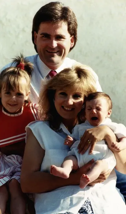 Framed Print : Richard Keays TV Presenter with his wife and children