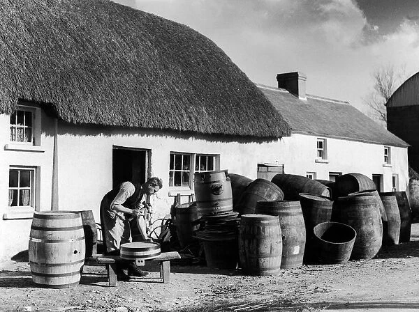 Richard Wadding seen here at work at the cottage cooperage at Killinick in County Wexford