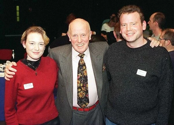 Richard Wilson actor January 1998 with two of the Record marathon team June Anne Clisham