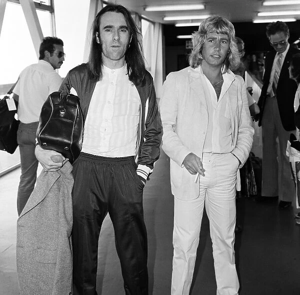 Rick Parfitt (right) and Francis Rossi (left) of the Status Quo pop group arriving at