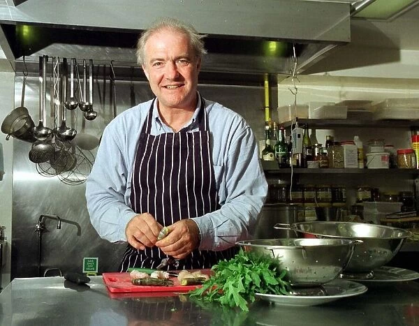 Rick Stein Chef TV Presenter June 1999 working in his kitchen