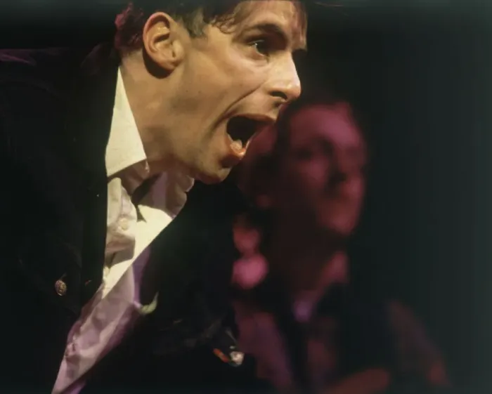 Framed Print : Ricky Ross lead singer of the Deacon Blue seen here perform at the Rock Against the Poll