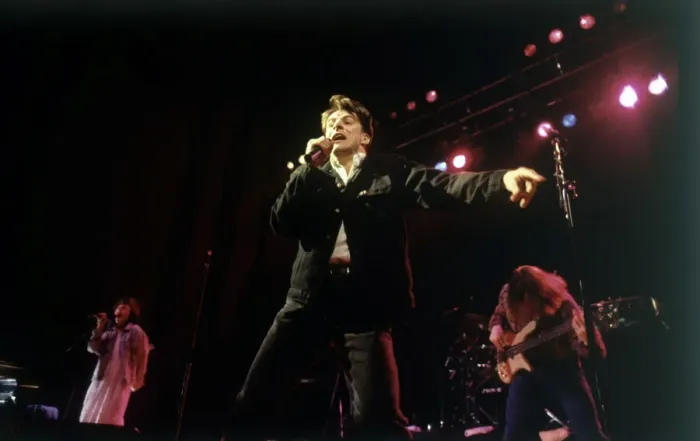 Framed Print : Ricky Ross lead singer of the Deacon Blue seen here perform at the Rock Against the Poll Framed Print : Ricky Ross lead singer of the Deacon Blue seen here perform at the Rock Against the Poll