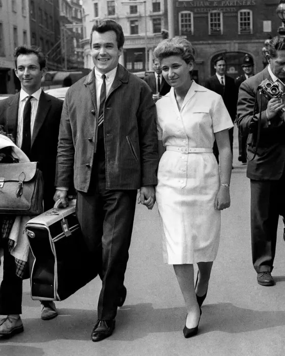 Framed Print : Ricky Valance after the case with his manager Miss. Lena Davis. July 1962 P012380 Framed Print : Ricky Valance after the case with his manager Miss. Lena Davis. July 1962 P012380