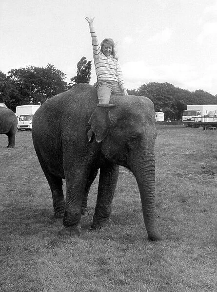 Riding high on Bridget the elephant