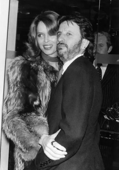 Framed Print : Ringo Starr arriving for the birthday party of actress Elizabeth Taylor with wife Barbara
