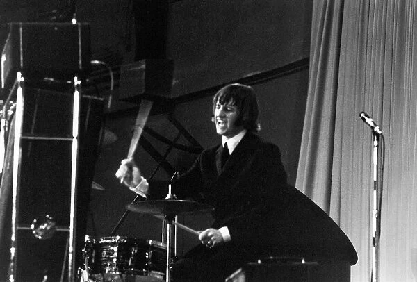 Ringo Starr of The Beatles on stage at the Palais des Sport in Paris. June 1965