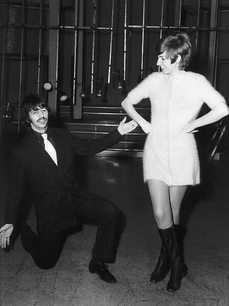 Ringo Starr and Cilla Black rehearsing at BBC TV Theatre, Shepherds Bush Green