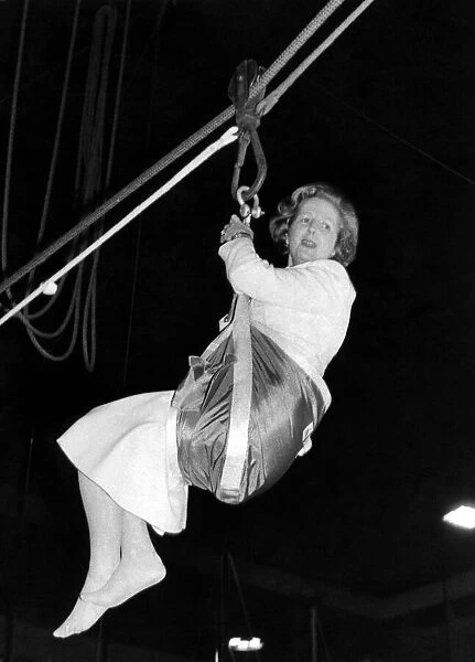 Up she rises. In the swing is Mrs. Thatcher. January 1979 P009501