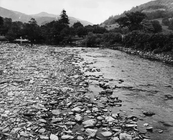 Framed Print : River scene at Dinas Mawddwy, North Wales. Circa 1970 Framed Print : River scene at Dinas Mawddwy, North Wales. Circa 1970