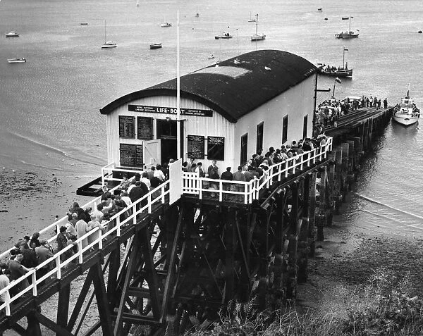 RNLI Lifeboat launch station in Tenby. August 1965
