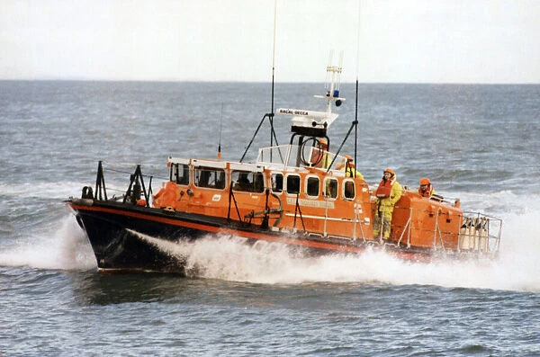 RNLI lifeboat at sea. 31st December 1990
