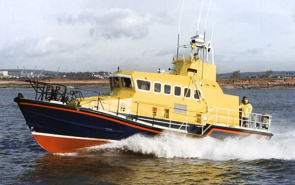 RNLI lifeboat at sea. Circa 1990s