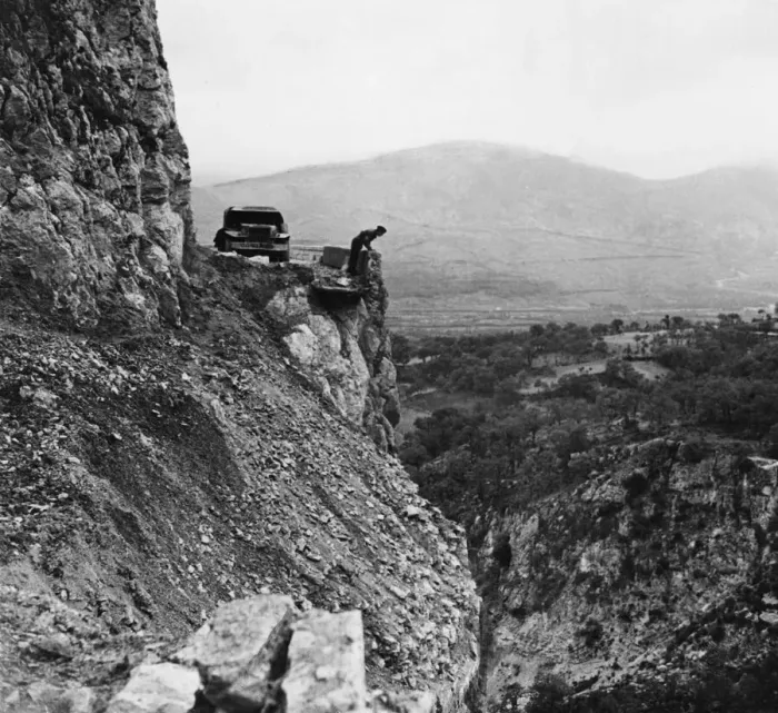 Framed Print : Road to Isernia destroyed by retreating Germans. 18th November 1943 Framed Print : Road to Isernia destroyed by retreating Germans. 18th November 1943