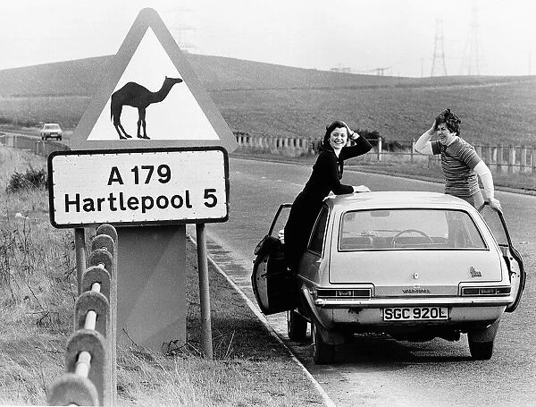 Road Sign of camels crossing here in Hartlepool. Were they are making signs for