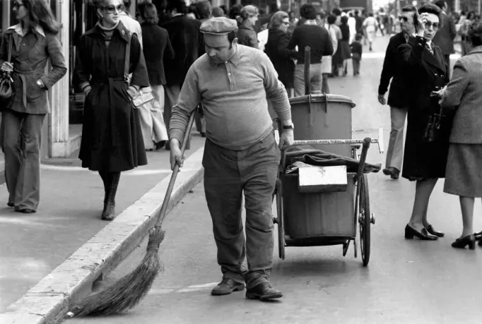 Framed Print : A road sweeper cleaning the streets in a poor suburb on the outskirts of Rome Framed Print : A road sweeper cleaning the streets in a poor suburb on the outskirts of Rome