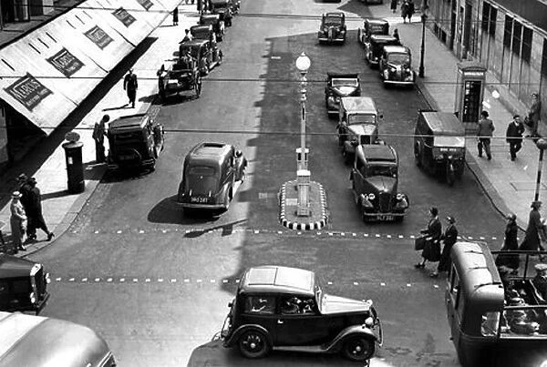 Road traffic scene from Newcastle in 1938