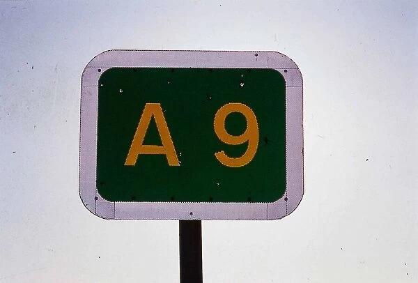 Roads A9 sign January 1990